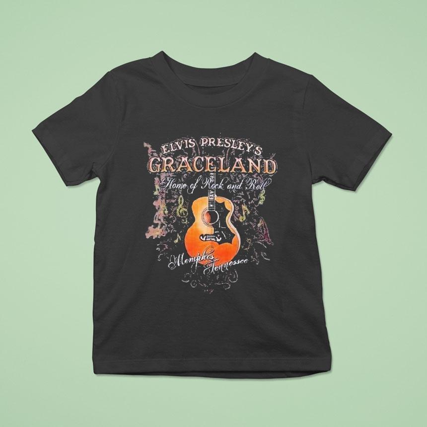 Elvis Presley Graceland Home Of The Rock And Roll Memphis Tennessee Guitar Shirt