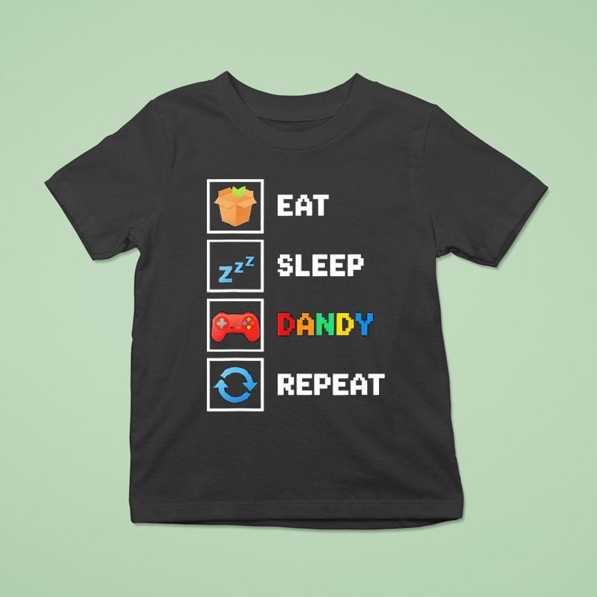 Food Drink Eat Sleep Dandy Repeat Pixel Foodie Retro Gamer Shirt