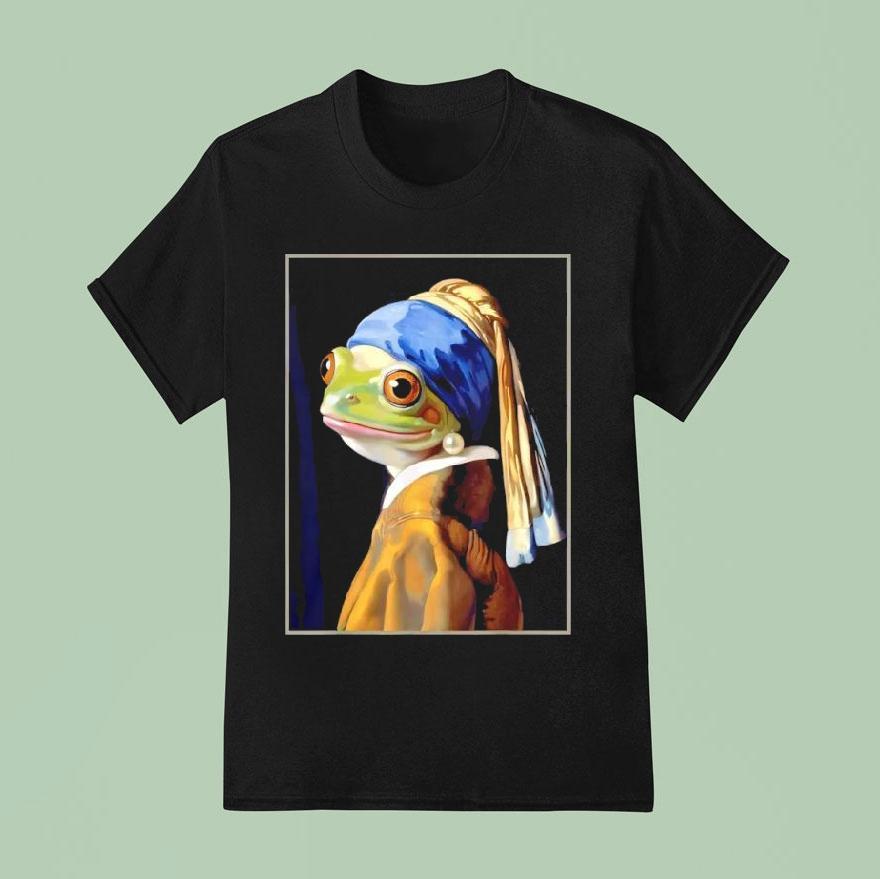 Frog Vermeer’s Girl With A Pearl Earring Parody Meme Shirt
