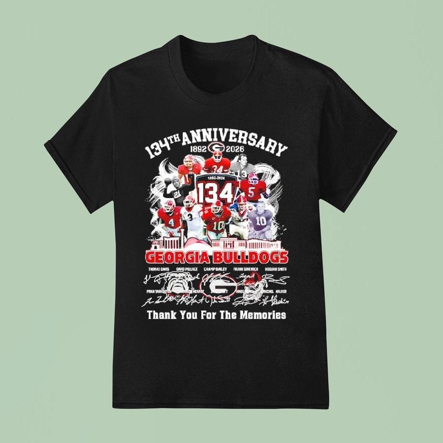 Georgia Bulldogs 134th Anniversary 1892-2026 Commemorative Signatures Players Shirt