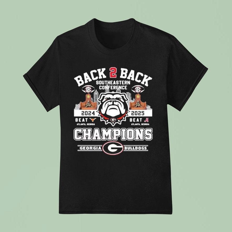 Georgia Bulldogs Back 2 Back Southeastern Conference Sec Champion 2024 2025 Shirt