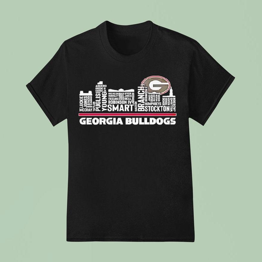 Georgia Bulldogs Football Name Players Shape Skyline City Shirt