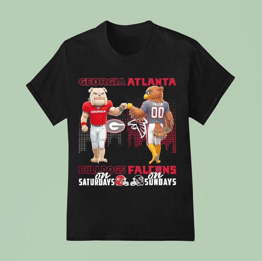 Georgia Bulldogs On Saturdays X Atlanta Falcons On Sundays Mascot Shirt