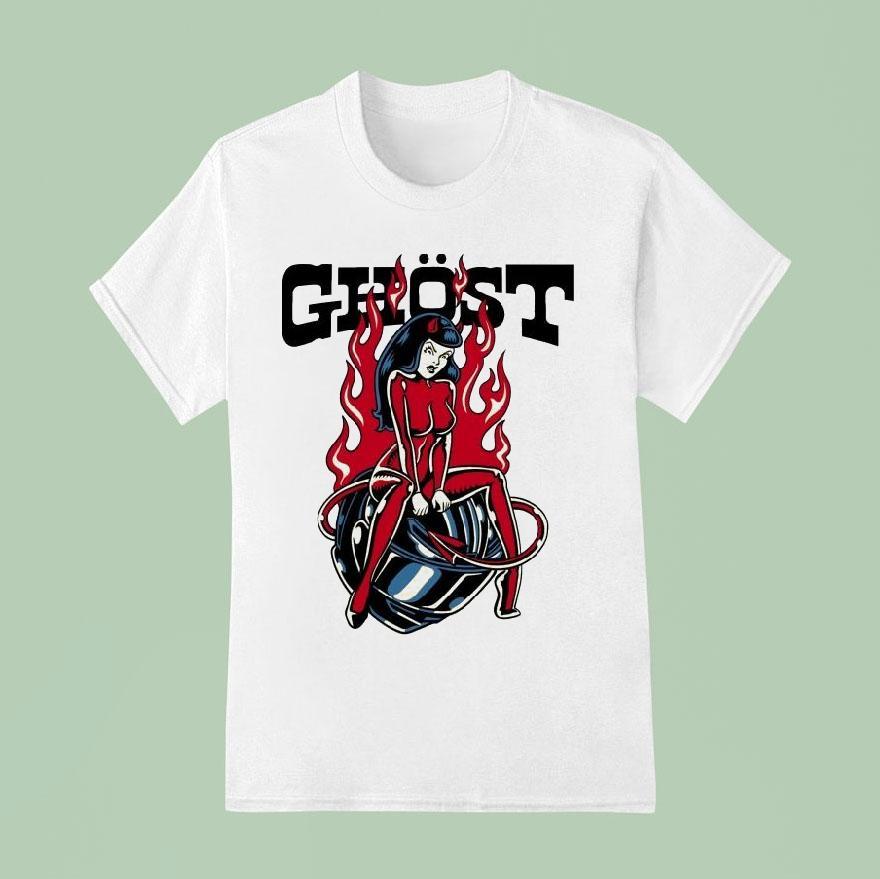 Ghost Racing Ghost Girl Red Flames Helmet Shirt
