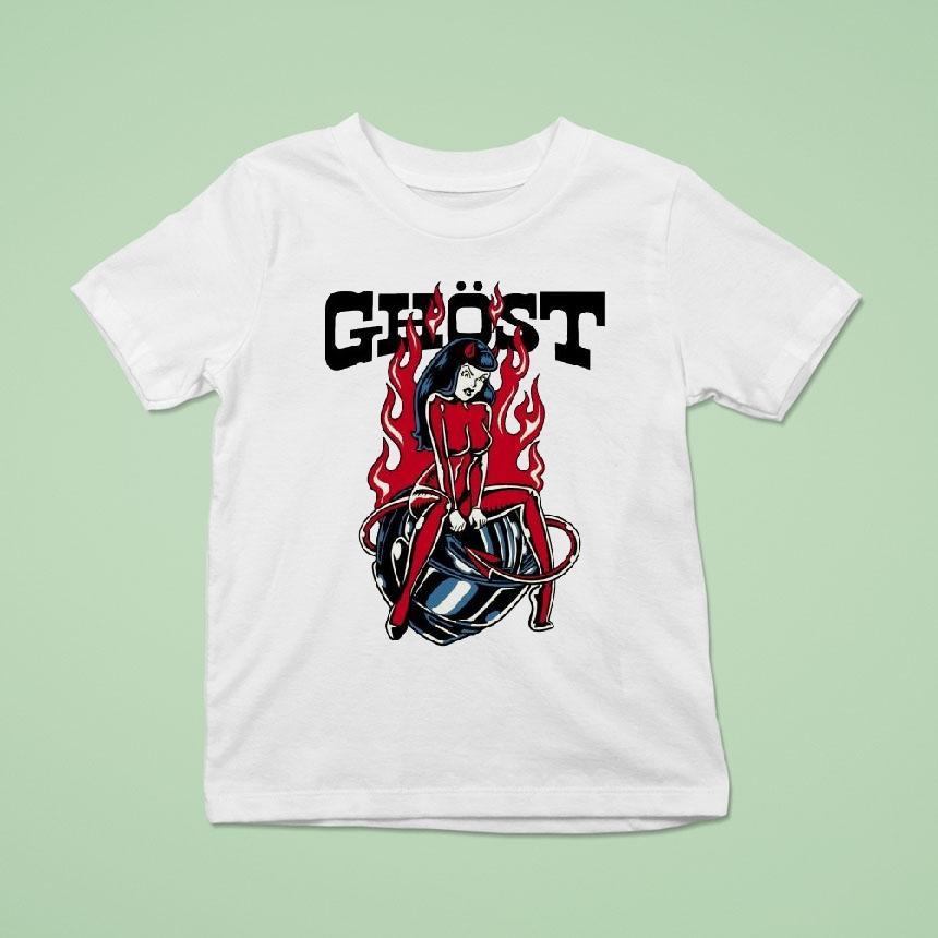 Ghost Racing Ghost Girl Red Flames Helmet Shirt