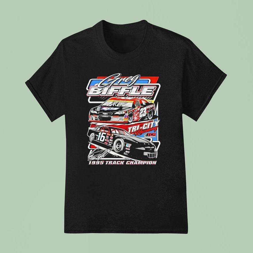 Greg Biffle Tri City Raceway 1995 Track Champion Signature Shirt