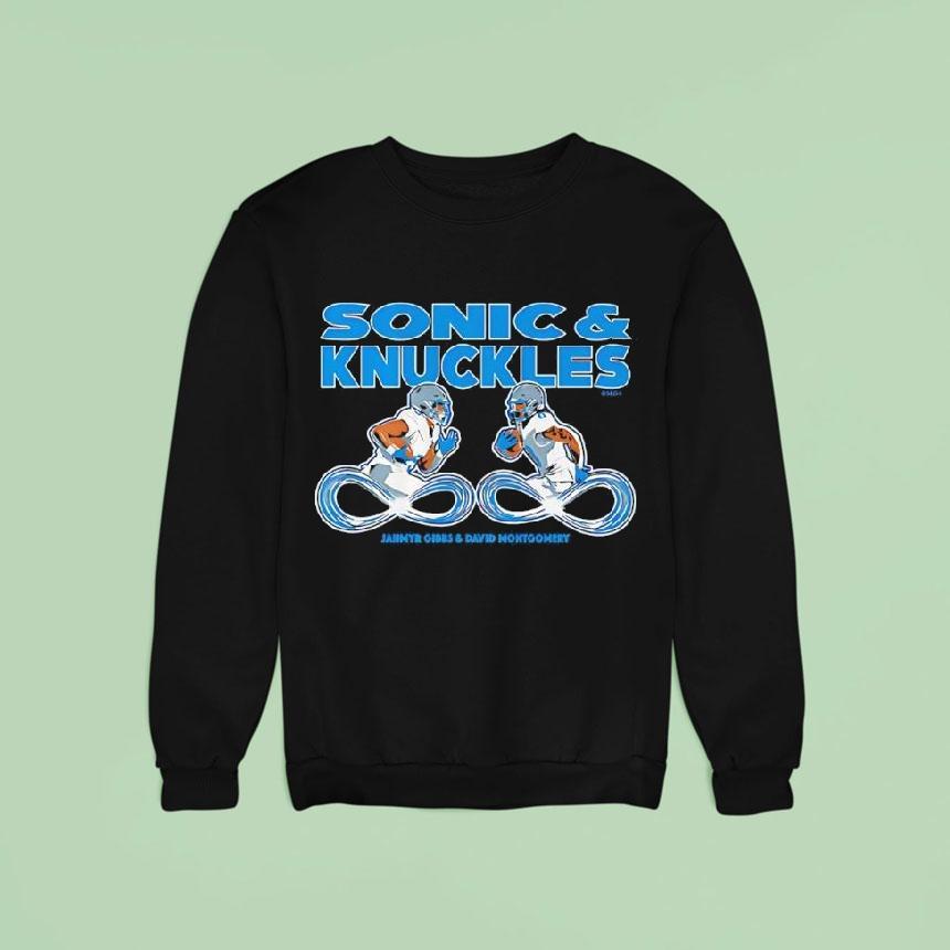 Hedgehog Knuckles Jahmyr Gibbs David Montgomery Graphic Shirt Hedgehog Knuckles Jahmyr Gibbs David Montgomery Graphic Shirt