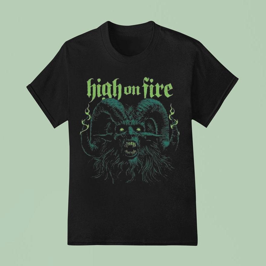 High On Fire Devil Head Green Shirt