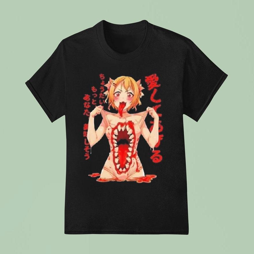 Horror Anime Girl Monster Mouth Shirt