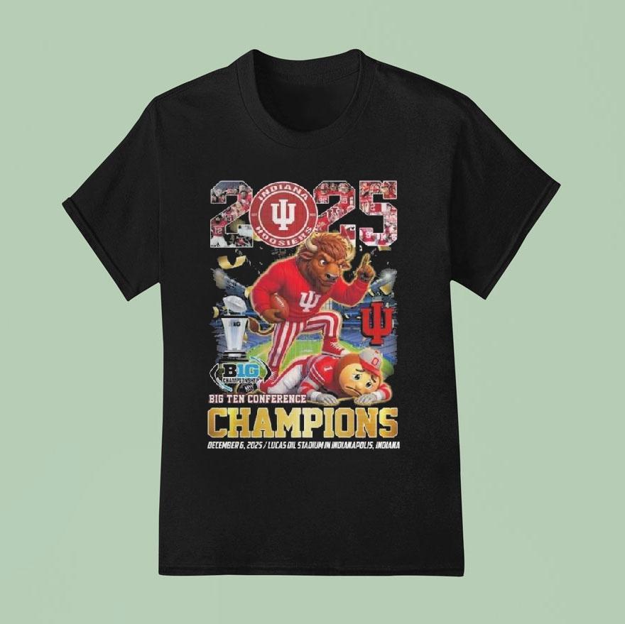 Indiana Hoosiers 2025-2026 Big Ten Champions Go Hoosiers Mascot Shirt