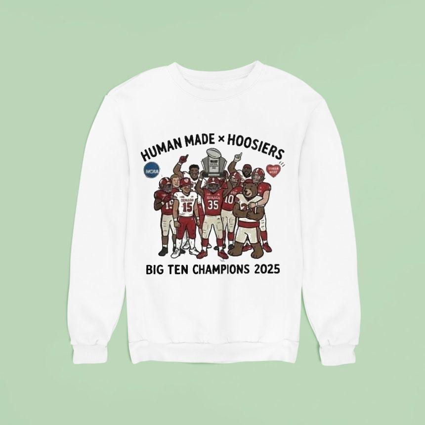 Indiana Hoosiers Big Ten Championship 2025 Winner Cfp Ncaa Human Made Shirt Indiana Hoosiers Big Ten Championship 2025 Winner Cfp Ncaa Human Made Shirt