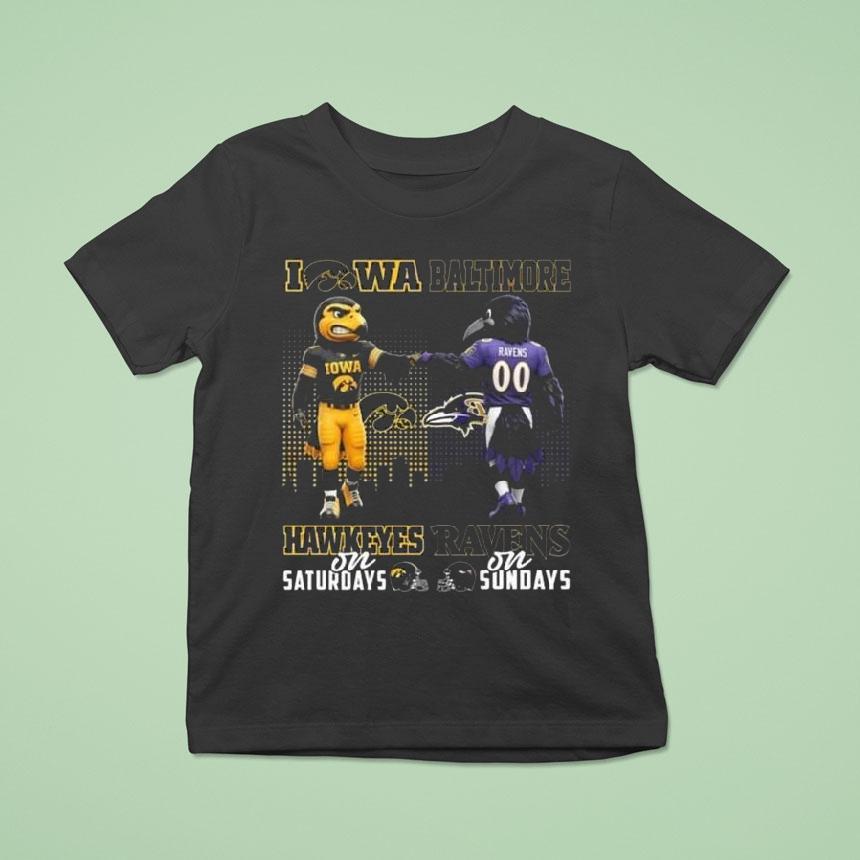 Iowa Hawkeyes On Saturdays X Baltimore Ravens On Sundays Mascot 2025 Shirt