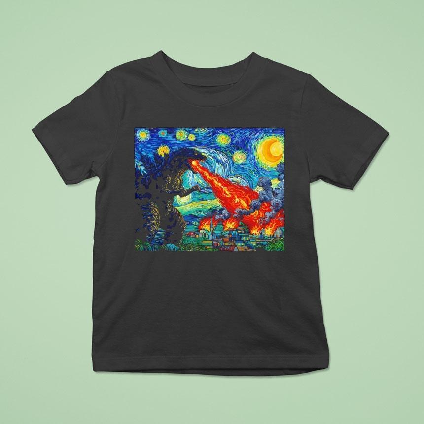 Japanese Monster Kaiju In Van Gogh Starry Night Shirt