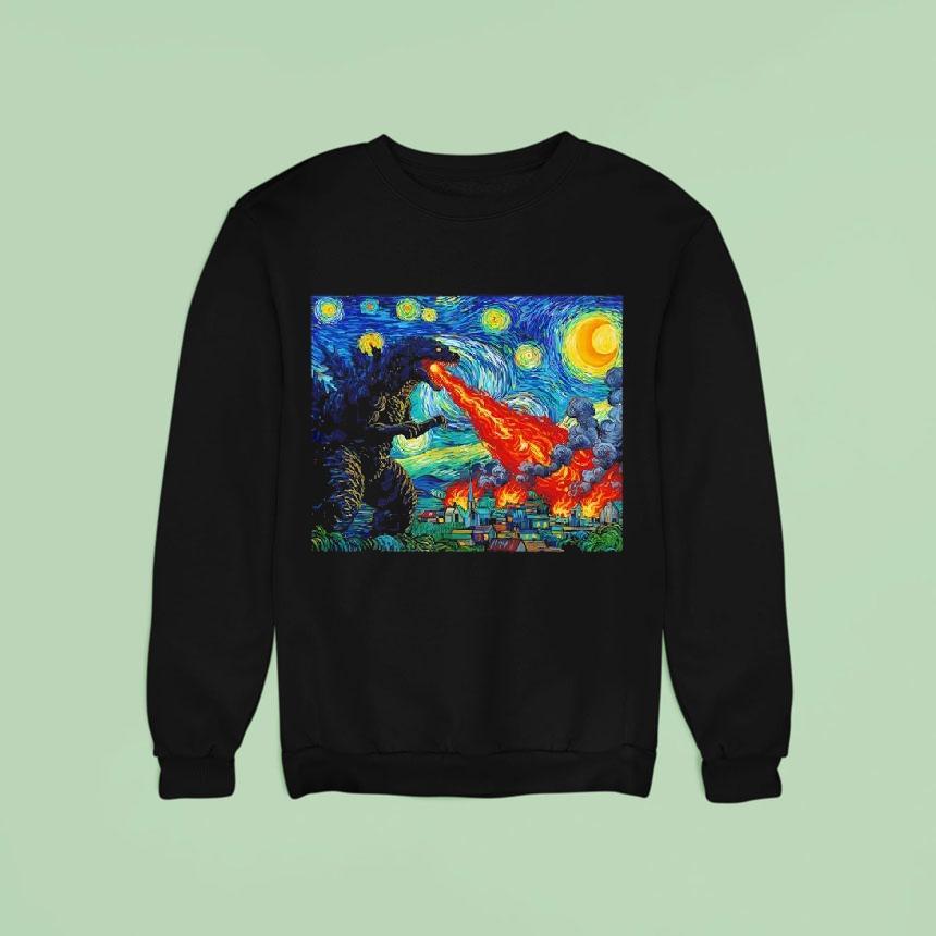 Japanese Monster Kaiju In Van Gogh Starry Night Shirt Japanese Monster Kaiju In Van Gogh Starry Night Shirt