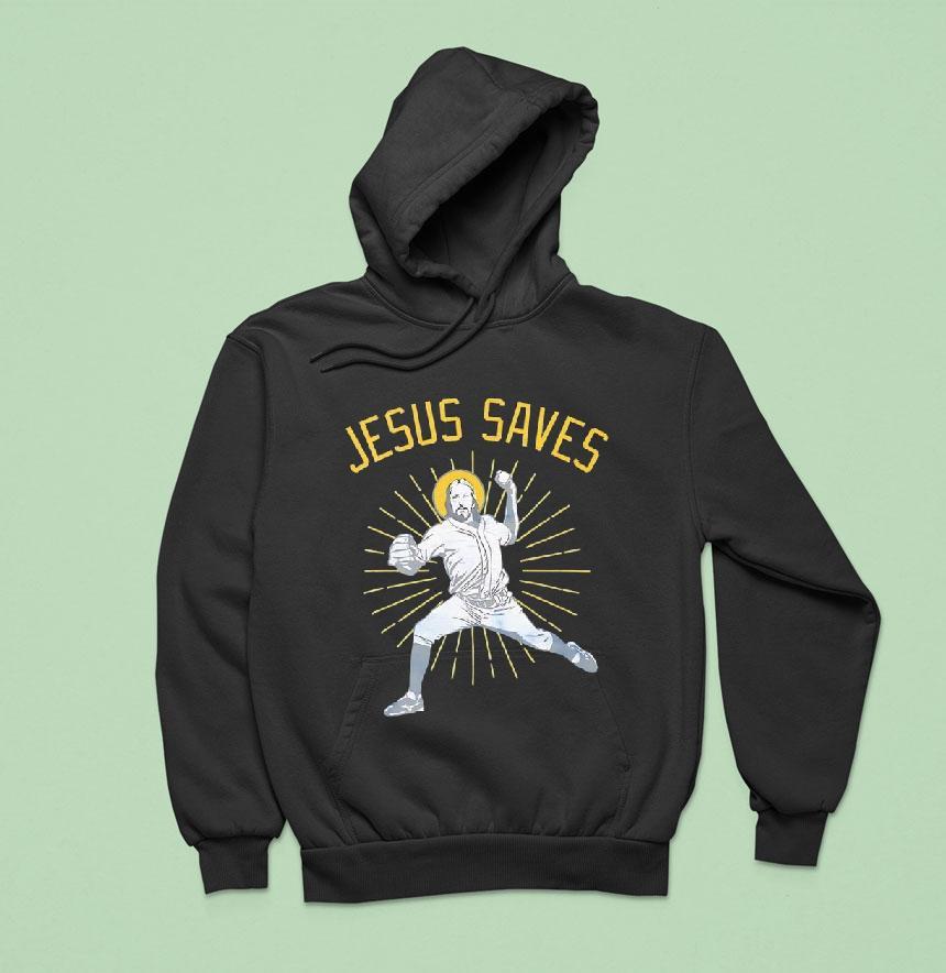 Jesus Saves Baseball Player Graphic Shirt Jesus Saves Baseball Player Graphic Shirt