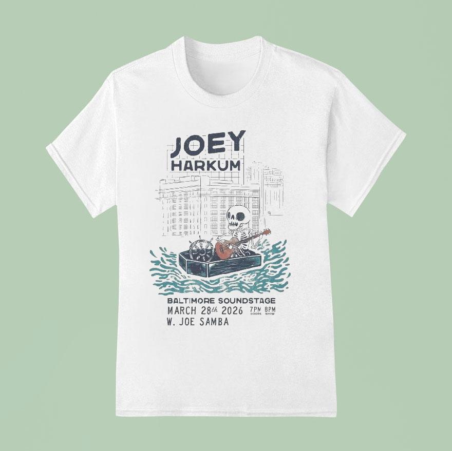 Joey Harkum Event Baltimore Md On March 28 2026 Skeleton Guitar Coffin Shirt