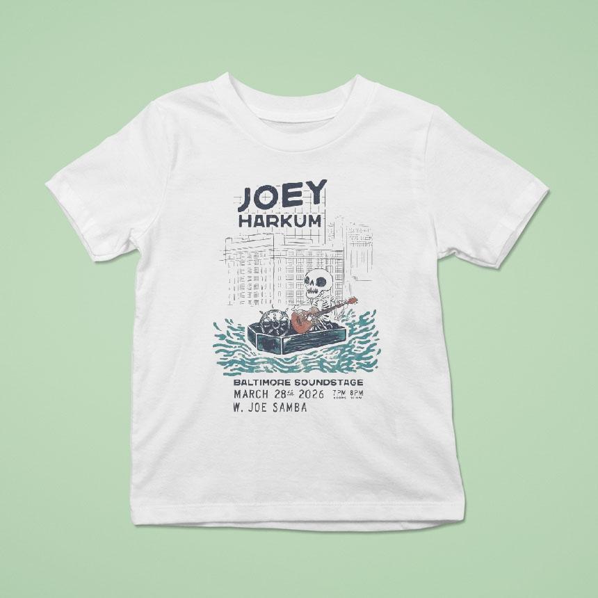 Joey Harkum Event Baltimore Md On March 28 2026 Skeleton Guitar Coffin Shirt