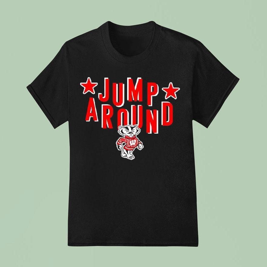 Jump Around Wisconsin Badgers Mascot Shirt