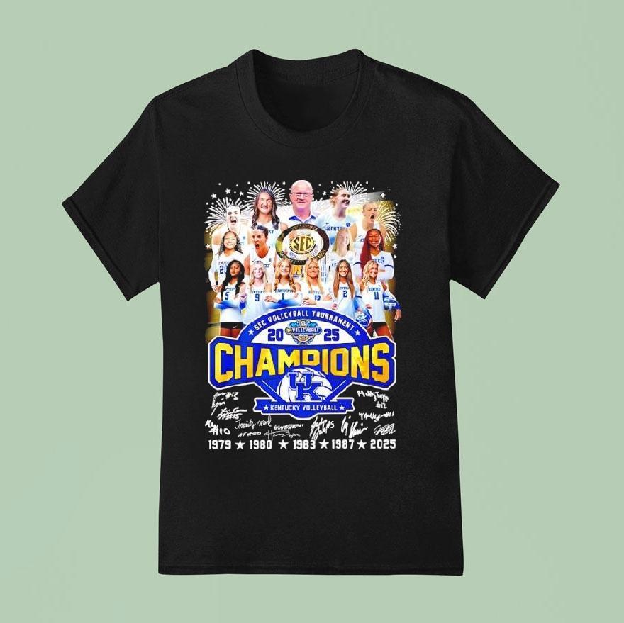Kentucky Sec Volleyball Tournament 2025 Champions Signatures Shirt