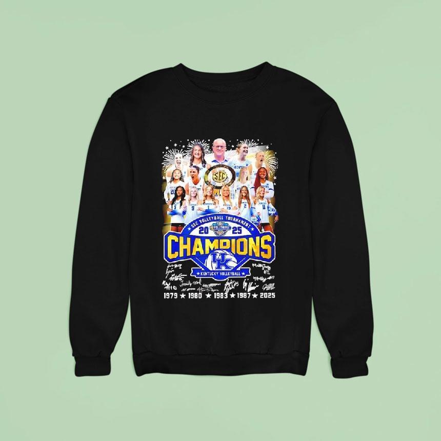 Kentucky Sec Volleyball Tournament 2025 Champions Signatures Shirt Kentucky Sec Volleyball Tournament 2025 Champions Signatures Shirt