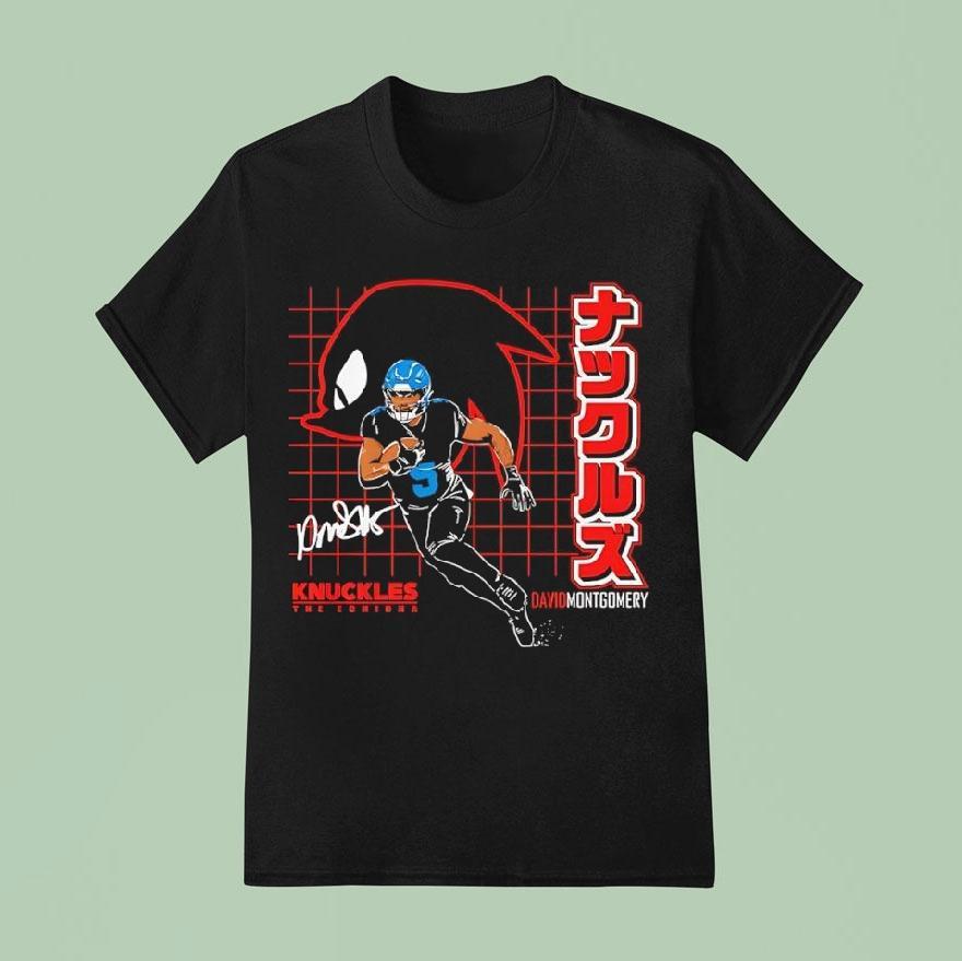 Knuckles The Echidna David Montgomery Detroit Lions Football Shirt