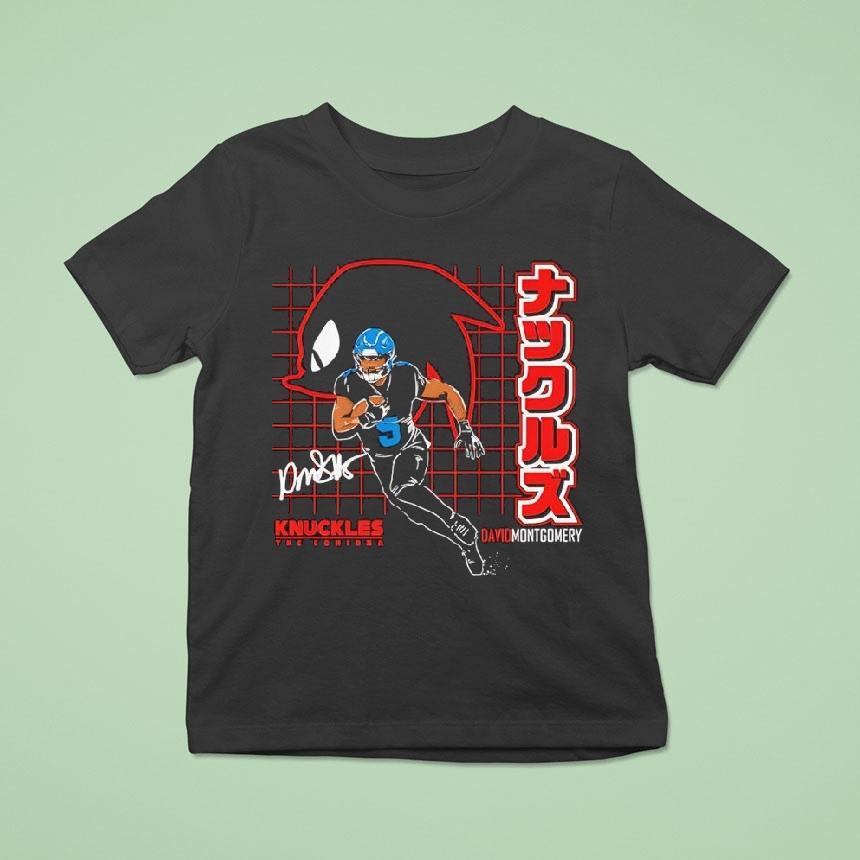 Knuckles The Echidna David Montgomery Detroit Lions Football Shirt