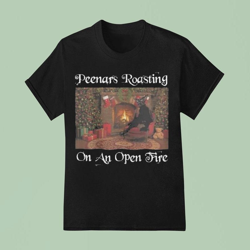 Larry Peenars Roasting On An Open Fire Black Cat Shirt
