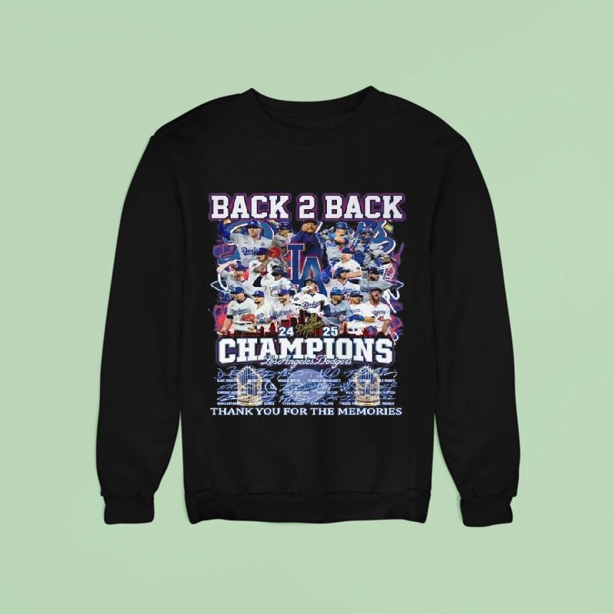 Los Angeles Dodgers 2025 World Series Champs Back 2 Back Thank You For The Memories Signatures Shirt Los Angeles Dodgers 2025 World Series Champs Back 2 Back Thank You For The Memories Signatures Shirt