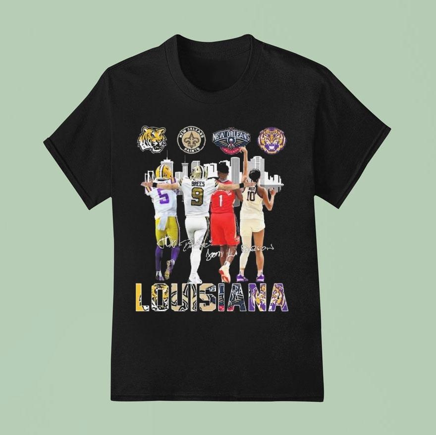 Lsu Tigers New Orleans Saints Pelicans Missouri Tigers Louisiana Team Signatures Shirt