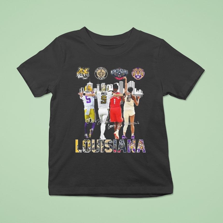 Lsu Tigers New Orleans Saints Pelicans Missouri Tigers Louisiana Team Signatures Shirt