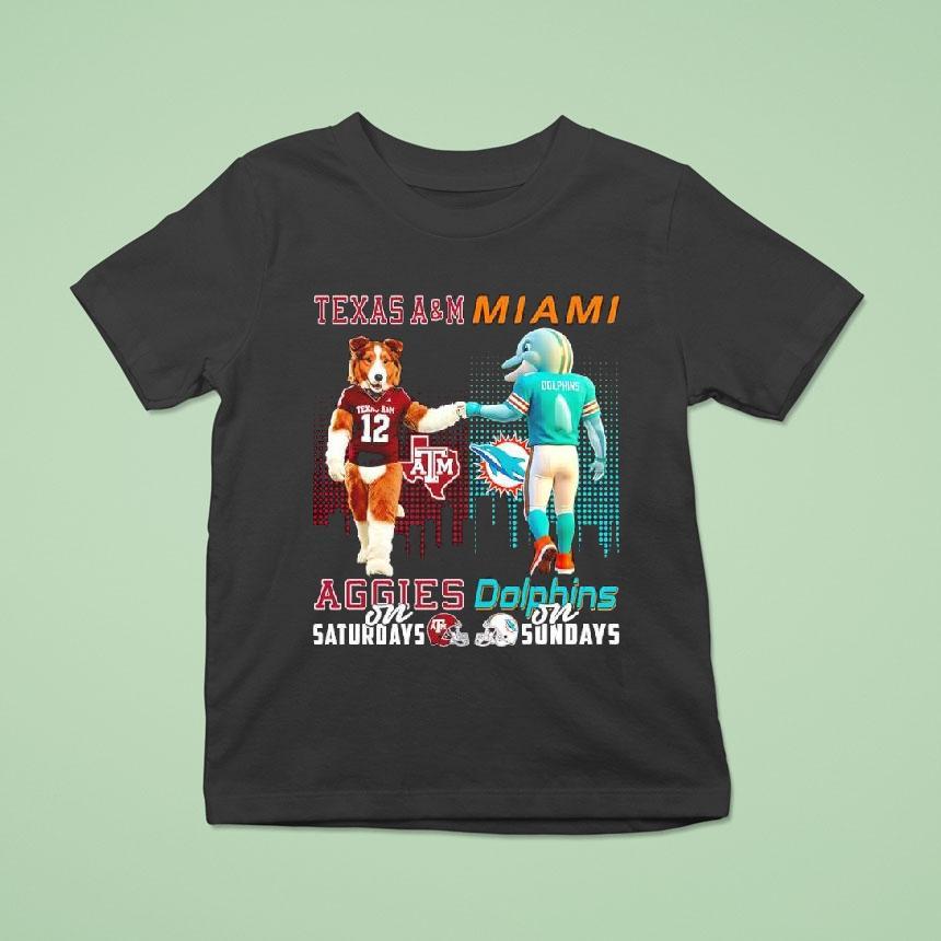 Mascot Of Texas Am Aggies On Saturdays And Miami Dolphins On Sundays Shirt