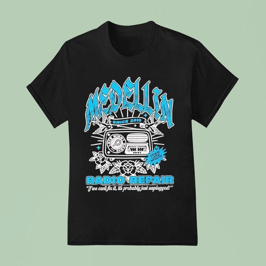 Medellin Radio Repair Late Night Since 2010 Graphic Shirt