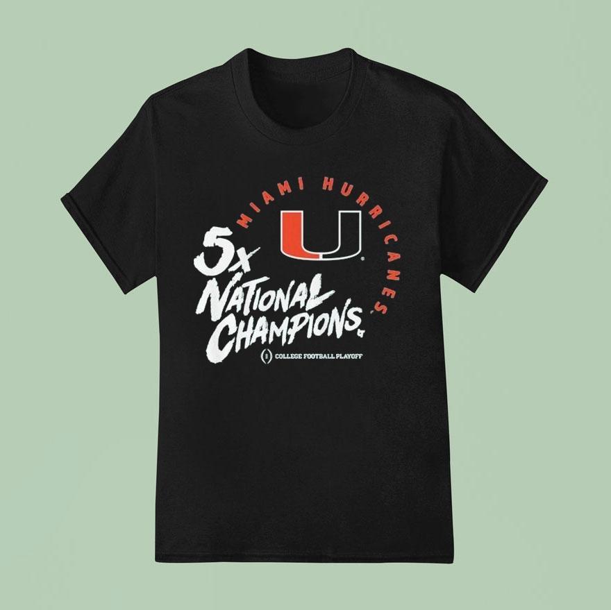 Miami Hurricanes 2025 Cfp 5-time National Champions College Football Playoff Shirt