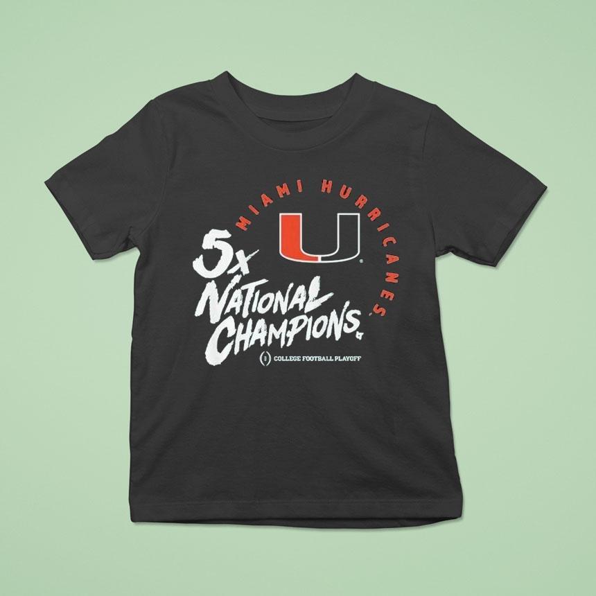 Miami Hurricanes 2025 Cfp 5-time National Champions College Football Playoff Shirt
