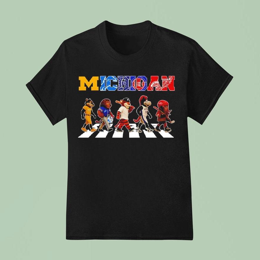 Michigan Sports Team Abbey Road Signatures Mascot Shirt
