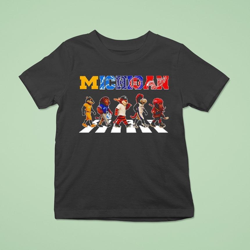 Michigan Sports Team Abbey Road Signatures Mascot Shirt