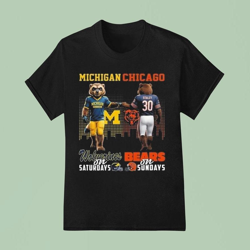 Michigan Wolverines On Saturdays X Chicago Bears On Sundays Mascot 2025 Shirt