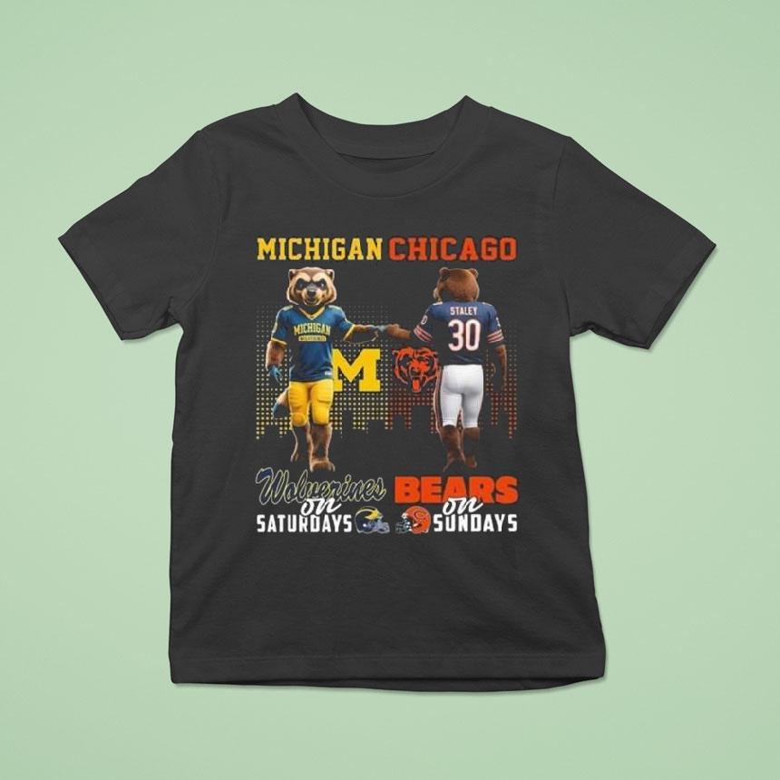 Michigan Wolverines On Saturdays X Chicago Bears On Sundays Mascot 2025 Shirt