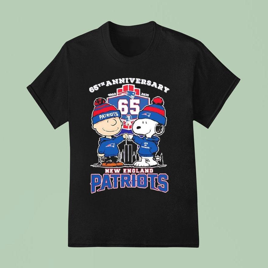 New England Patriots 65th Anniversary 1960 2025 Peanuts Characters Shirt