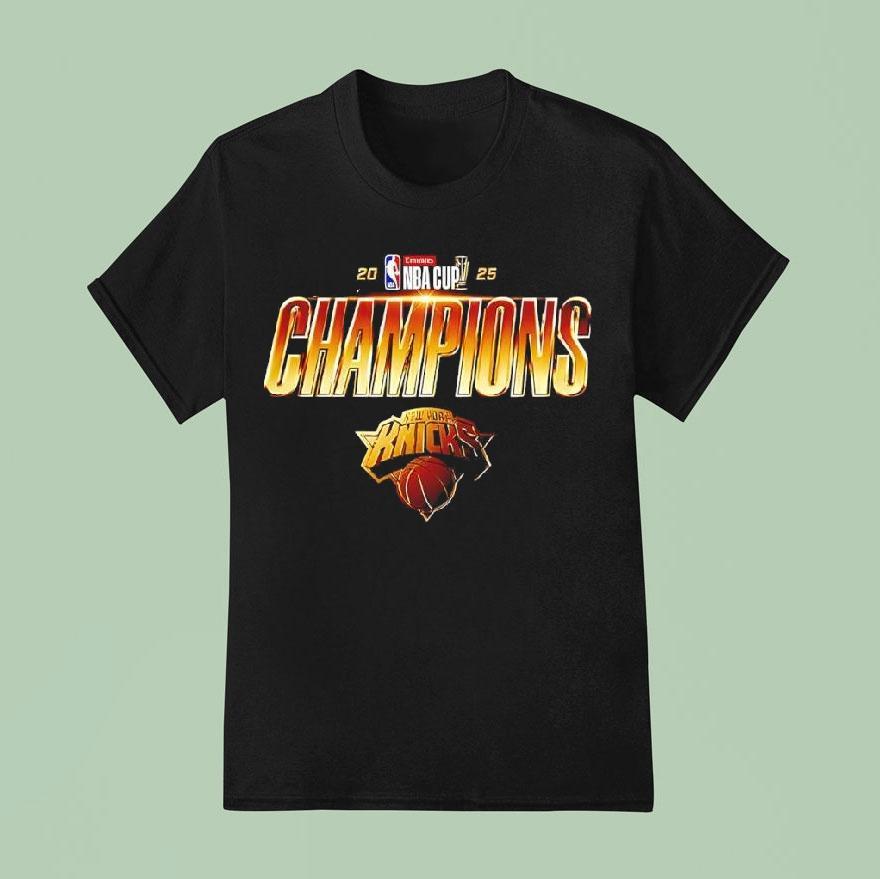 New York Knicks 2025 Nba Cup Champions Gold Shirt