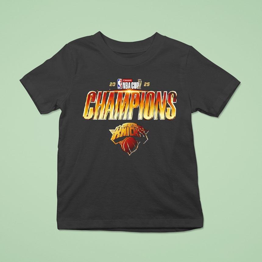 New York Knicks 2025 Nba Cup Champions Gold Shirt