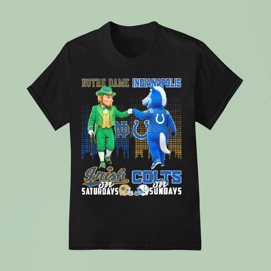 Notre Dame Irish On Saturdays X Indianapolis Colts On Sundays Mascot Shirt
