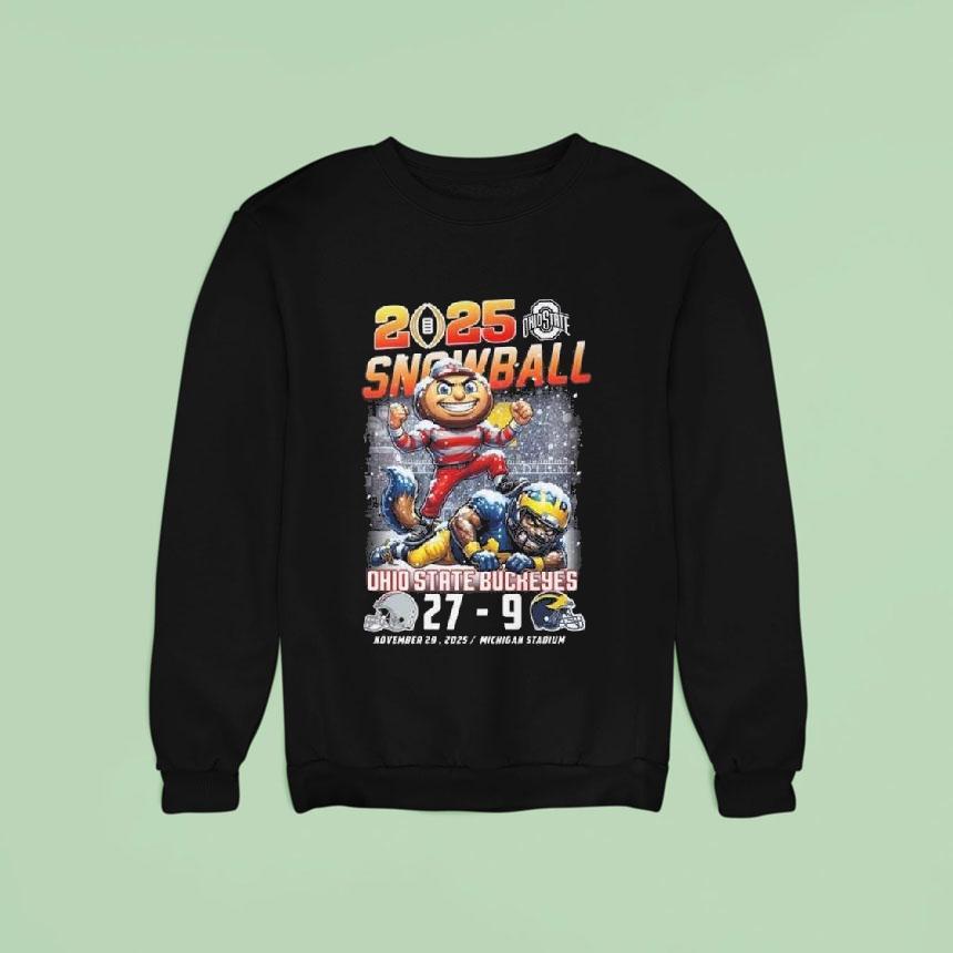 Ohio State Buckeyes 2025 Snow Ball Champions Winner 27-9 Mascot Shirt Ohio State Buckeyes 2025 Snow Ball Champions Winner 27-9 Mascot Shirt