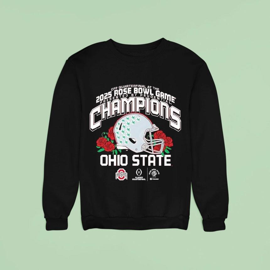 Ohio State Buckeyes Cfp Quarterfinal At The Rose Bowl Game Presented By Prudential Champions 2025 Shirt Ohio State Buckeyes Cfp Quarterfinal At The Rose Bowl Game Presented By Prudential Champions 2025 Shirt