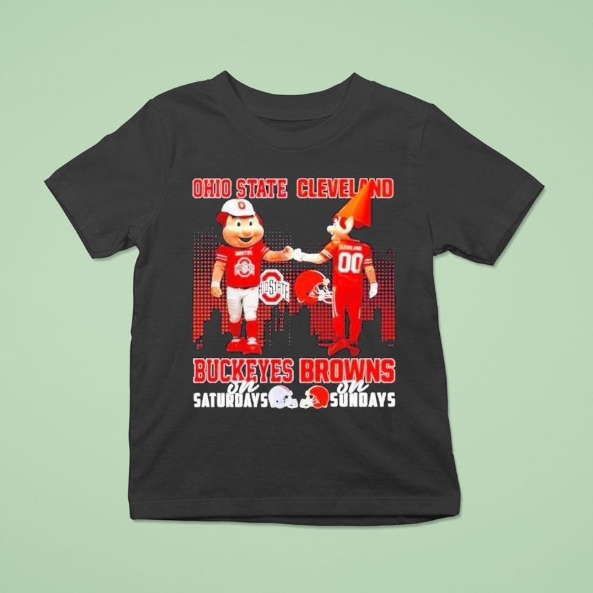 Ohio State Buckeyes On Saturdays Vs Cleveland Browns On Sundays Mascot Skyline Shirt