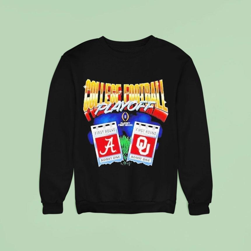 Oklahoma Sooners Vs Alabama Crimson Tide 2025 Cfp First Round Tickets Shirt Oklahoma Sooners Vs Alabama Crimson Tide 2025 Cfp First Round Tickets Shirt