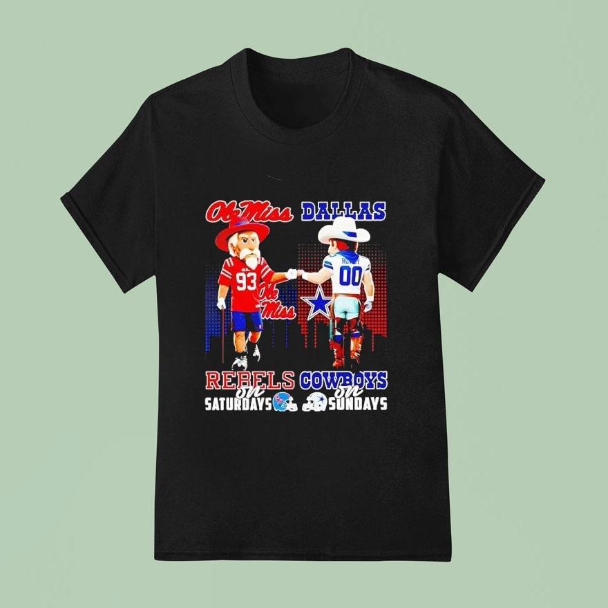 Ole Miss Rebels On Saturdays Dallas Cowboys On Sundays Mascot Shirt