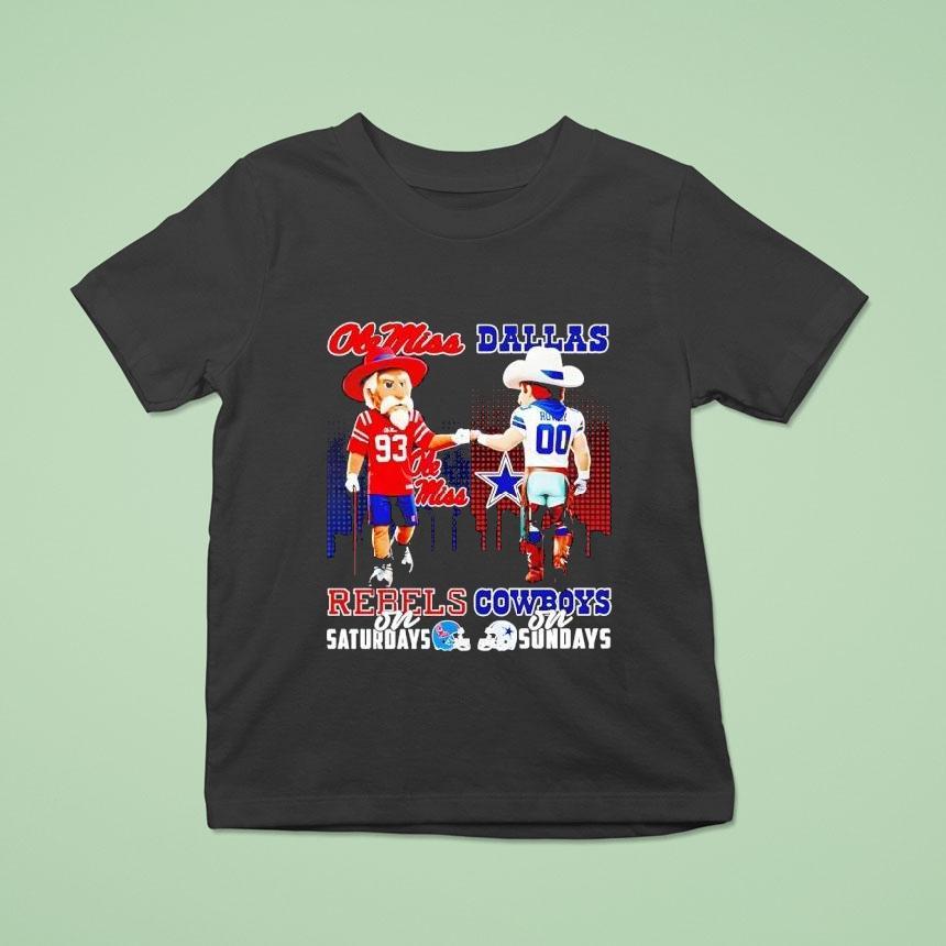 Ole Miss Rebels On Saturdays Dallas Cowboys On Sundays Mascot Shirt