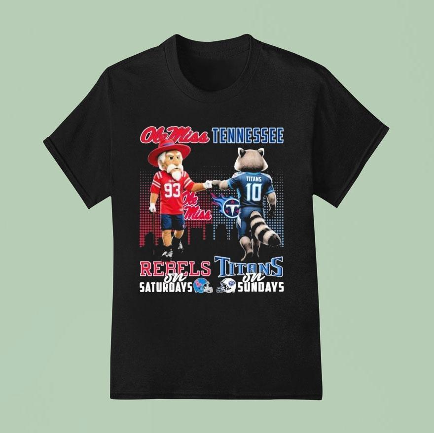 Ole Miss Rebels On Saturdays Tennessee Titan On Sundays Mascot Shirt