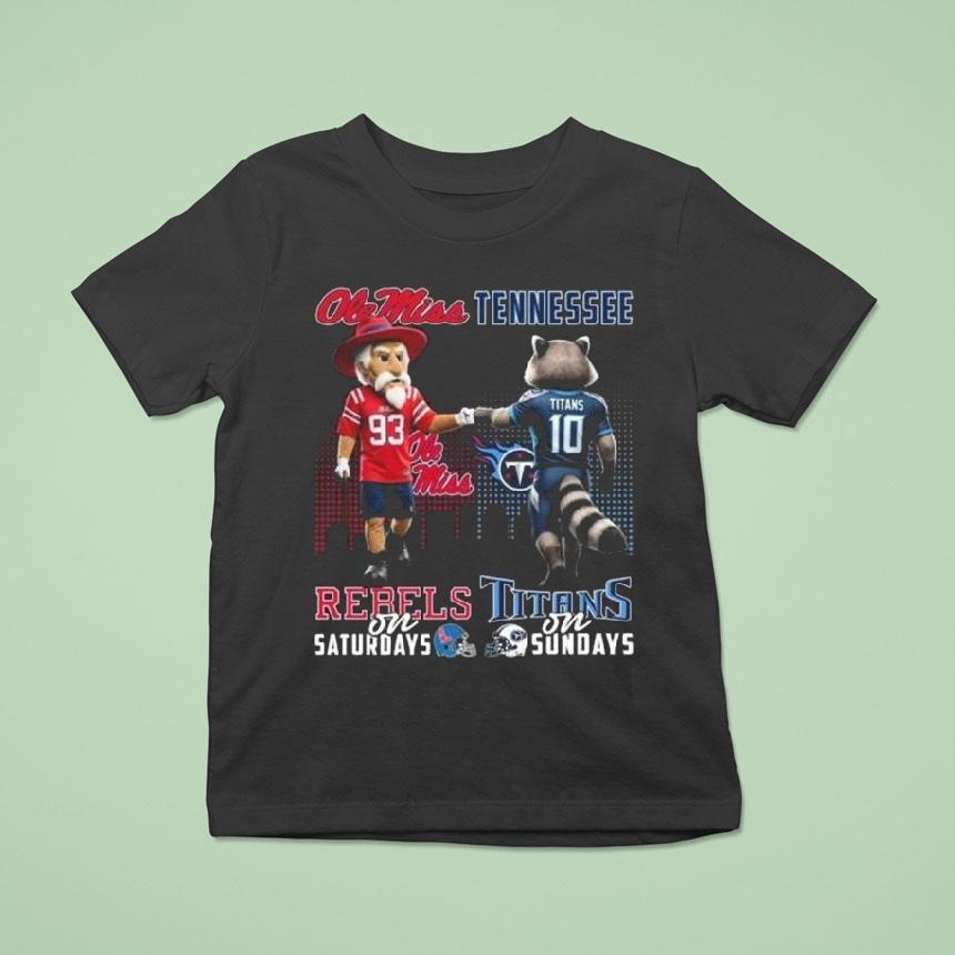 Ole Miss Rebels On Saturdays X Tennessee Titan On Sundays Mascot 2025 Shirt